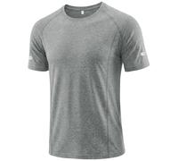 Wayleb Gym T Shirts Men Short Sleeve Breathable Active Tops Quick Dry Performance for Running Cardio Training Exercise Grey S-3XL