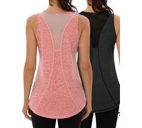 Wayleb Running Tops Women Racerback Lightweight Gym Vest Black-Pink