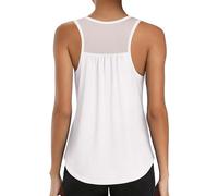 Wayleb Running Vest Women Mesh Back Sleeveless Gym Top Quick Dry Summer | Airy Rear Panel, Smooth Stretch, Loose Drape, Lightweight Feel, Yoga, Pilates, Travel, S-3XL