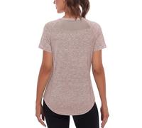 Wayleb Sports Tops for Women UK Short Sleeve Crew Neck Basic Layering Mesh Back Workout Shirts Gym Tops T Shirts for Daily Activewear Taupe Rose S-XXL
