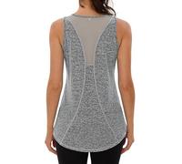 Wayleb Women Running Tank Top Sport Loose Racerback Workout Vest Sleeveless Quick Dry Gym Activewear S-3XL Light Grey