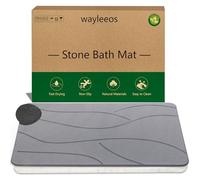 wayleeos Diatomaceous Earth Stone Bath Mat, Super Absorbent Diatomite Stone Bath Mats for Bathroom, Quick Drying Non-Slip Shower Mat, Stone Mat for Kitchen, Easy to Clean(24 x 15) (Grey-Hills)