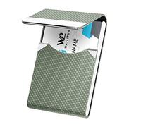 Waylipun Business Card Holders, Professional PU Leather & Stainless Steel Business Card Case, Slim Metal Pocket Card Holder with Magnetic Shut - Keep Business Cards in Immaculate Condition (Greenk)