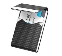 Waylipun Business Card Holders, Professional PU Leather & Stainless Steel Business Card Case, Slim Metal Pocket Card Holder with Magnetic Shut - Keep Business Cards in Immaculate Condition (Black)