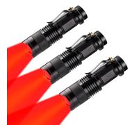 WAYLLSHINE 3 Pack Red LED Flashlight Single Mode Red Light Flashlight One Mode Zoomable Night Light Torch for Astronomy Aviation and Night Observation