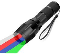 WAYLLSHINE 4 in 1 Multicolor Flashlight, Single Mode White, Red, Green, Blue Light, LED Flashlight for Outdoor Activities