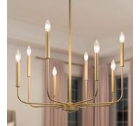 WayLuoung Modern Gold Chandelier Light Fixture, Ø69cm, 8 Lights Dining Room Chandelier for Bedroom, Living Room, Kitchen, Foyer, Entryway(Upgraded Version, 2 Types of Height 8 Arms)
