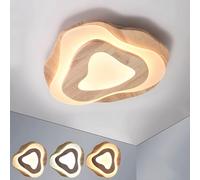 WayLuoung Wooden LED Ceiling Light | Ø40cm 36W 3300Lm | 3000K-6000K Dimmable with Remote Control, Modern Natural Wooden + Acrylic Clouds Lamp, Living Room Child Bedroom Kitchen Dining Home Office
