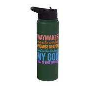 Waymaker Miracle Worker Promise Keeper Jesus Christian Faith Stainless Steel Insulated Water Bottle