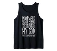 Waymaker Miracle Worker Promise Keeper My God Christian Tank Top