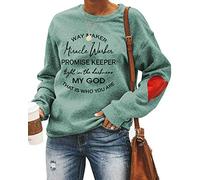 Waymaker Miracle Worker Sweatshirt Women Graphic Sarcastic Christian Religious Workout Pullover Tops, Green, XXL