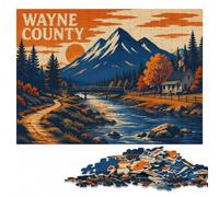 Wayne County Landscape Illustration Jigsaw Puzzle for Adults, 1000 Pieces