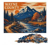 Wayne County Landscape Illustration Jigsaw Puzzle for Adults, 300 Pieces