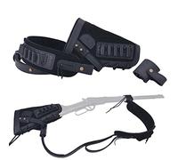 WAYNE'S DOG Leather Gun Buttstock Cheek Rest Pad with Matched Sling and Barrel Mount, No Drill Your Gun (Black (.357 .30-30 .38), Righty Handed)