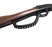 WAYNE'S DOG Leather Lever Wrap for Lever Action, Handcrafted (6-inch, Black/Black-Thicker)