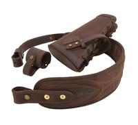 WAYNE'S DOG No Drill Leather Gun Sling Loop Mount with Rifle Cheek Rest Shell Holder for .357 30-30 45-70 12GA (Coffee Set, No Shell Slots)