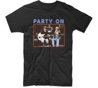 Wayne's World Party On Mens T Shirt Printed Graphic Top Unisex Tee Black S