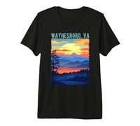 Waynesboro Virginia USA Mountain Scenic Sunset Style Design Premium T-Shirt