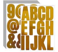 Waynoda 24 Sheets 2 Inch Self Adhesive Letters Stick on Vinyl Letters Capital Letter Stickers Alphabet Sticker Letter Number for Outdoor Poster Mailboxes Crafts(Gold)