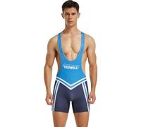 Wayonge Men's Wrestling Singlet Athletic Leotard for Active Wrestling or Workout Jumpsuits Men's Sleeveless Sport Bodysuit, Tw- 9704-blue, Large