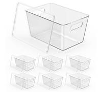 WAYPIN SION 6 Pack Clear Storage Containers with Lids,Stackable Plastic Organiser Bins with Easy Grip Handles for Kitchen Cupboards,Pantry, Refrigerator & Freezer Organisation