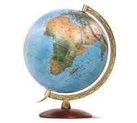 Waypoint Geographic Illuminated Desk Globe with Stand and Raised Relief Features - 1,000's of Up-to-Date Named Places & Points of Interest - Wood Stand (Blue)