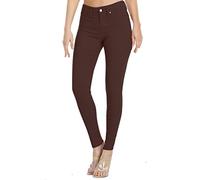 WAYRUNZ Womens Hyper Ultra Stretch Comfy Pants Colored Mid-Rise Skinny Jean Juniors Jegging, 026-forever Dark Coffee, 4