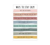 Ways to Stay Calm Calming Techniques Cognitive Behavioral Therapy Mindfulness Poster Calming Corner Canvas Poster Wall Art Decor Print Picture Paintings for Living Room Bedroom Decoration 20x30inch(50