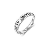 Waysles Adjustable Rings Women 925 Sterling Silver Engraved I am Enough Ring Inspirational Ring Encouragement Jewelry Gift for Mother, Daughter, Girl