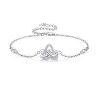 Waysles Celtic Bracelet 925 Sterling Silver Adjustable Infinity Symbol Bracelet with Cz Celtic Knot Anklets Bracelet Jewellry Gift for Women Girls 7 + 2 IN