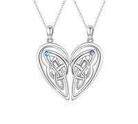 Waysles Friendship Heart Necklaces for 2 Girls 925 Sterling Silver Celtic Knot Butterfly Necklace Sister Couple Bff Jewellery Birthday Anniversary Graduation Gifts
