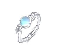 Waysles Moonstone Ring Women 925 Sterling Silver Adjustable Hug Ring with Rainbow Moonstone Engagement Ring Push Pull Ring for Wife Girlfriend