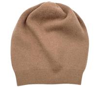 WaySoft 100% Cashmere Beanie for Women in a Gift Box, Oversized Women Beanie Hat, Tan, One Size