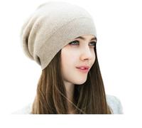 WaySoft Pure Cashmere Beanie for Women in a Gift Box, Oversized Women Beanie Hat, Warm and Luxury, (Beige)
