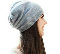 WaySoft Pure Cashmere Beanie for Women in a Gift Box, Oversized Women Beanie Hat, Warm and Luxury, (Grey)