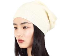 WaySoft Pure Cashmere Beanie for Women in a Gift Box, Oversized Women Beanie Hat, Warm and Luxury, (White)