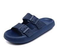 Waysoland Cloud Sliders Women Men Sandals with Adjustable Buckles,Shower Bathroom Non-Slip Quick Drying Open Toe Super Soft Comfy Thick Sole Sandals Indoor Outdoor(Blue,9.5/10 UK)