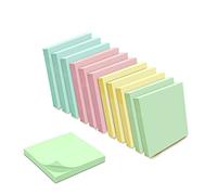WAYTEX 1200 Repositionable Self-Adhesive Notes Assorted Pastel Colours 12 Pads of 100 Sheets 75 x 75 mm - Yellow Blue Pink Green