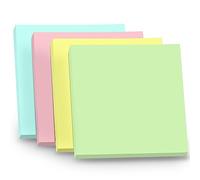 WAYTEX 400 Sticky Notes Repositionable Pack of 4 Pads of 100 Sticky Notes Square 75 x 75 mm 4 Pastel Colours