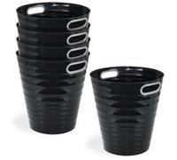 Waytex 5 Pack 12.5L Black Plastic Waste Paper Bin Modern Design Office Bedroom Bathroom