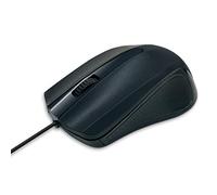 Waytex 65106 Black Wired USB Mouse with 3 Buttons and Optical Sensor, 1000 DPI Ergonomic Grip Ambidextrous for PC and Mac