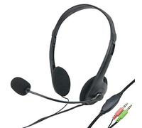 Waytex 69132 Wired Microphone Headset for Computer with 3.5 mm Jack Connection with Volume Adjustable on Wire - Black