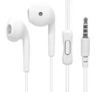 Waytex In-Ear Wired Earphones with Mic and 3.5mm Jack - Handsfree Kit Compatible with All Brands, Smartphone, PC, Tablet, MP3 Player - White