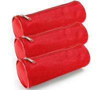 Waytex Set of 3 Round Pencil Case School Supplies Length 21 cm Diameter 7.5 cm - Plain Red