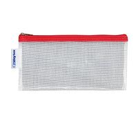 Waytex Transparent Zip Pouch, Heavy Duty EVA Fabric Frame PVC-Free, Size 22 x 11 cm, Red Closure
