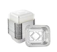 Waytiffer 1LB Takeout Foil Pans with Clear Lids/Aluminum Foil Food Containers/Meal Prep Freezer Drip Pans BBQ Potluck Holidays- 5.5" x 4.5"x 1.57" (50Pack)