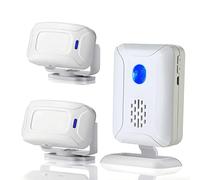 Waytronic Wireless PIR Motion Sensor Detector Security Alarm Chime, 2 Sensor and 1 Receiver, 8m Detection Range, Night Light, 36 Ringtones, 5 Welcome Sounds, Wall Mount