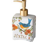 WAYUTO 12 Oz Vintage Floral Ceramic Soap Dispenser - White - Decorative Lotion Pump Bottle for Kitchen & Bathroom Countertop