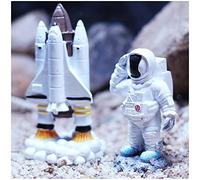 WAYUTO 2Pcs Space Astronaut Spacecraft Aquarium Decoration Astronaut Landscape Desktop Fish Tank Decor Spaceship Rocket Ornaments for Home Decoration