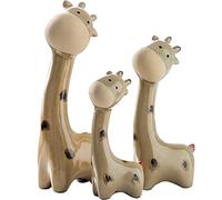 WAYUTO 3Pcs Ceramic Khaki Giraffe Ornament Figurine Statue for Home Decor Garden Chrismas Collectible Living Room Office Bedroom Kitchen Shelf Table Apartment Dorm Bar